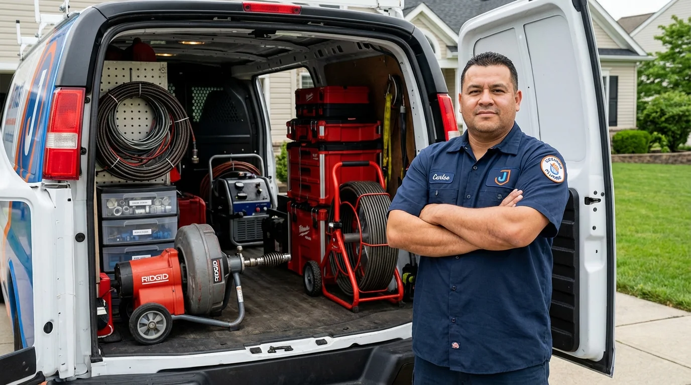 Professional drain cleaning equipment and Johns Plumbing LLC plumber in Matawan