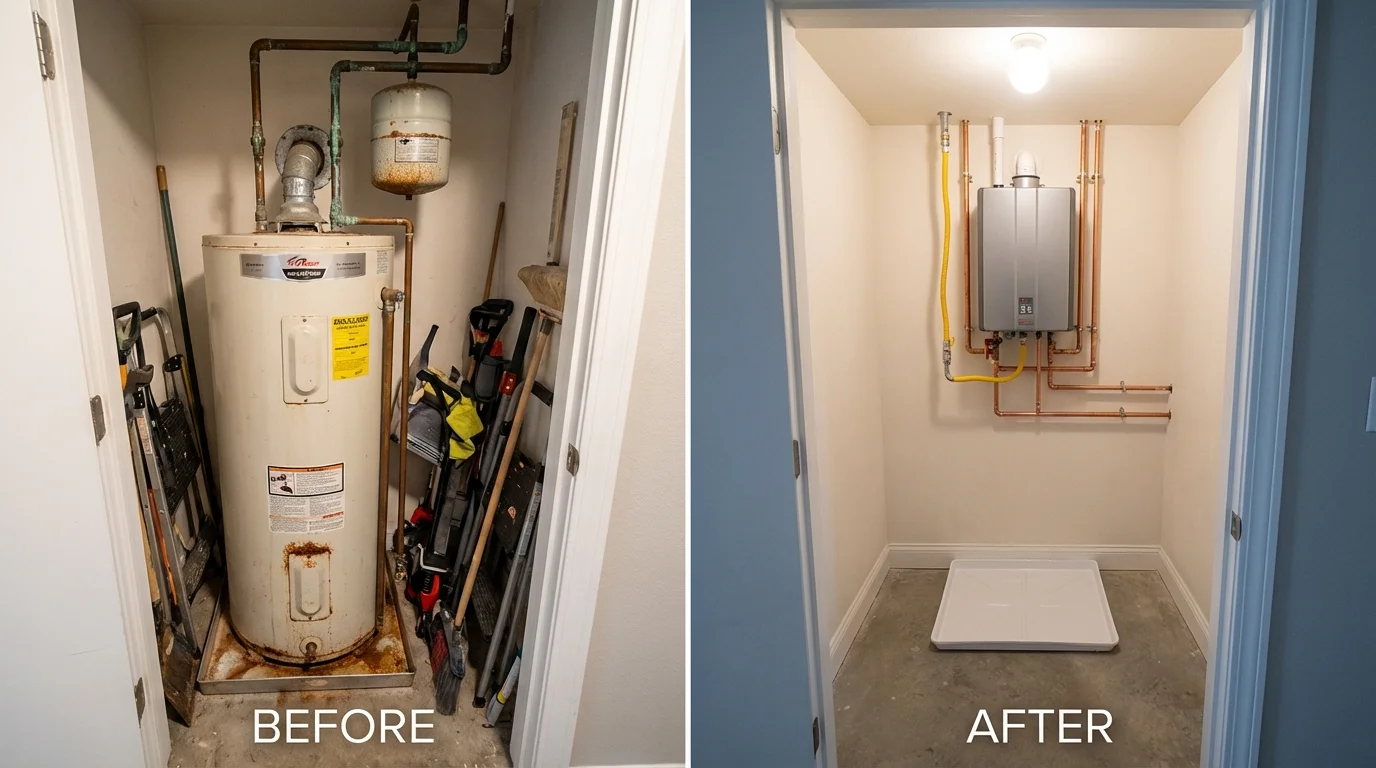 Tank water heater versus wall-mounted tankless unit comparison for Matawan, NJ homeowners